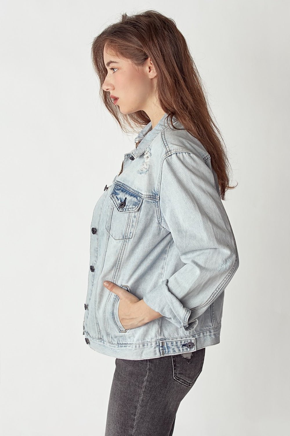 Cool Distressed Denim Jacket - Kalizeh