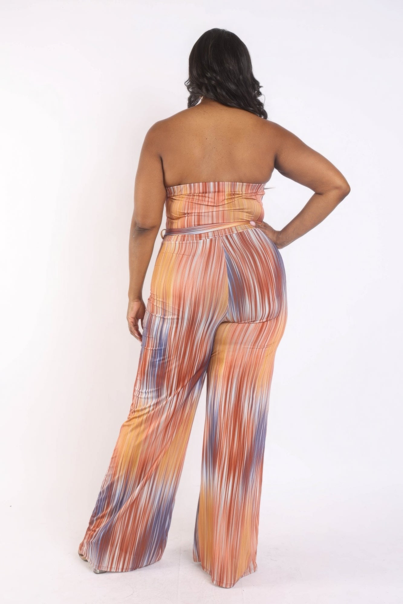 Curvy Vibrant Orange Printed Tube Jumpsuit - Kalizeh