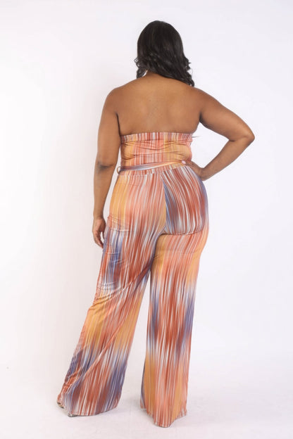 Curvy Vibrant Orange Printed Tube Jumpsuit - Kalizeh