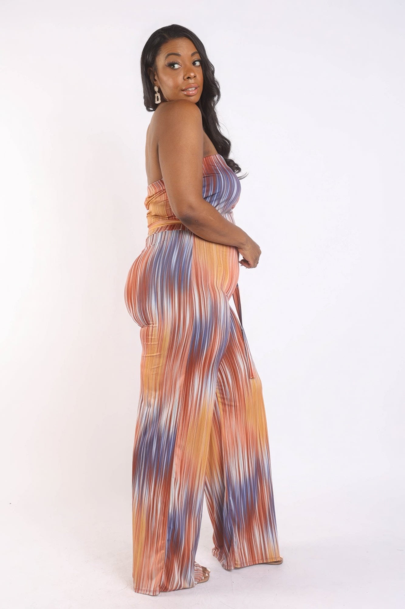 Curvy Vibrant Orange Printed Tube Jumpsuit - Kalizeh