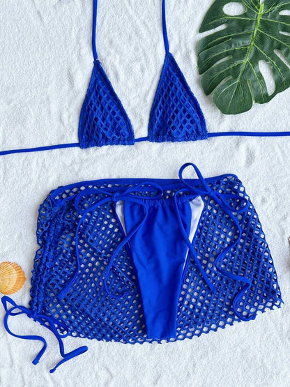 Cutout Halter Three-Piece Swim Set - Kalizeh