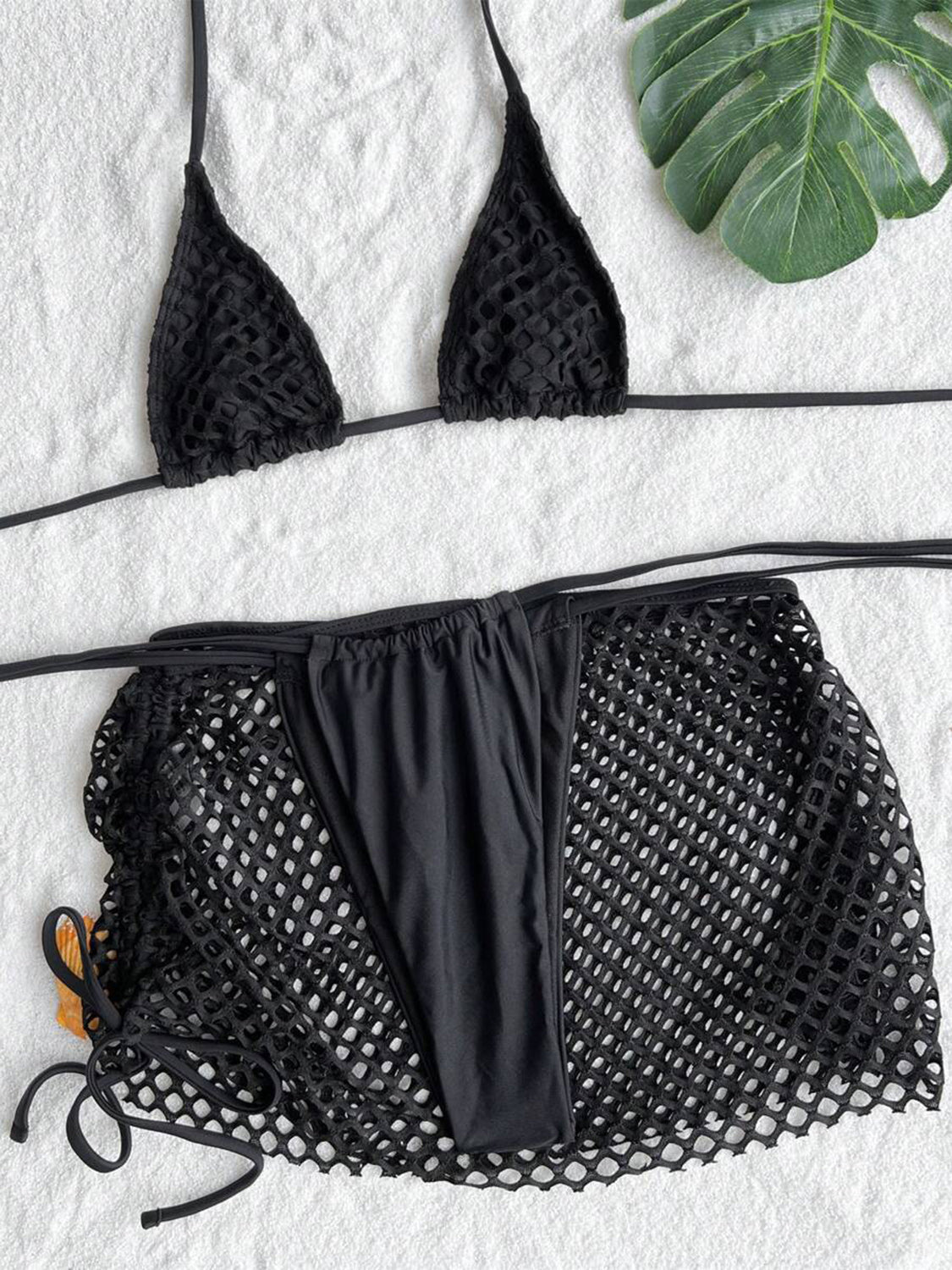 Cutout Halter Three-Piece Swim Set - Kalizeh