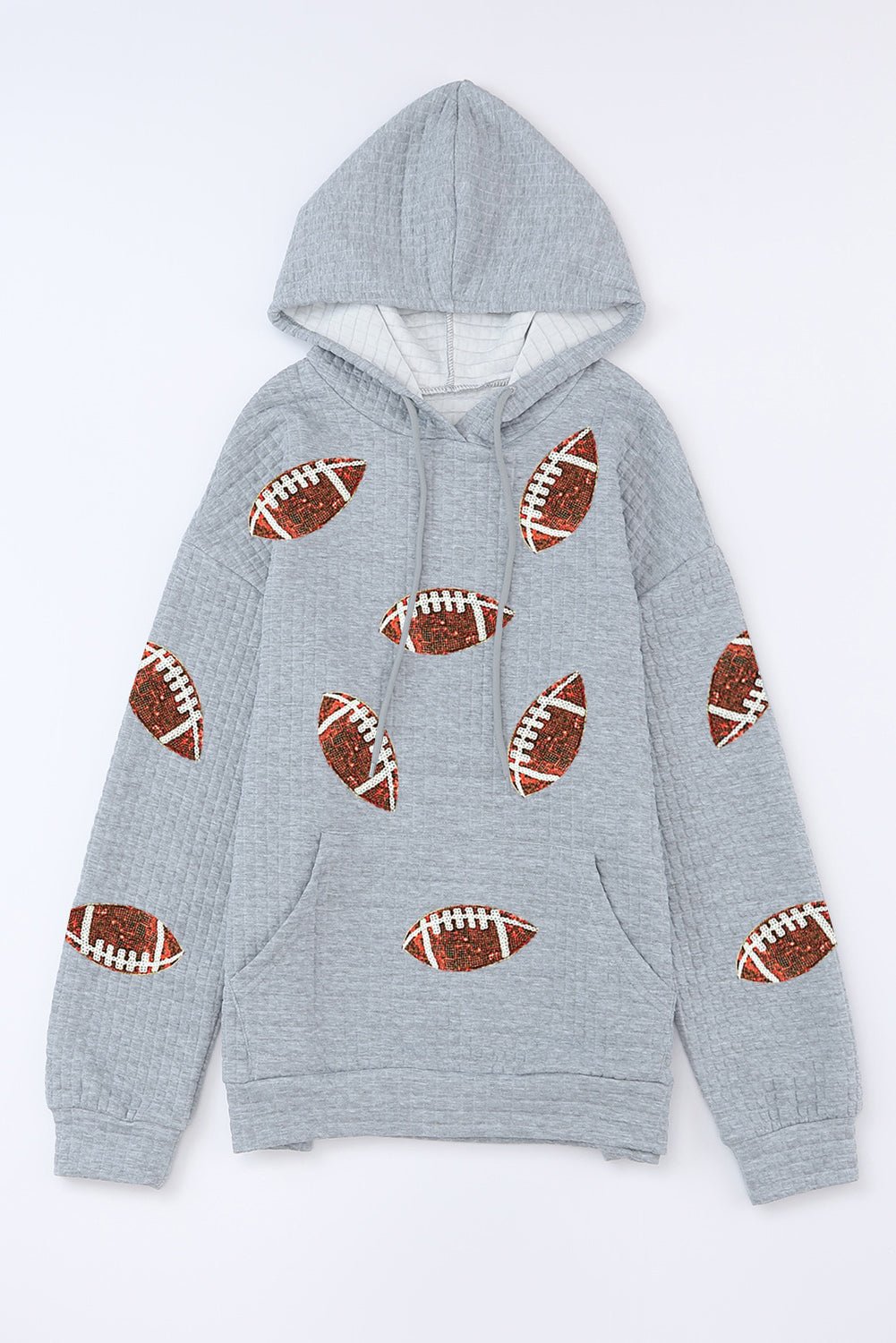 Drawstring Football Long Sleeve Hoodie - Kalizeh