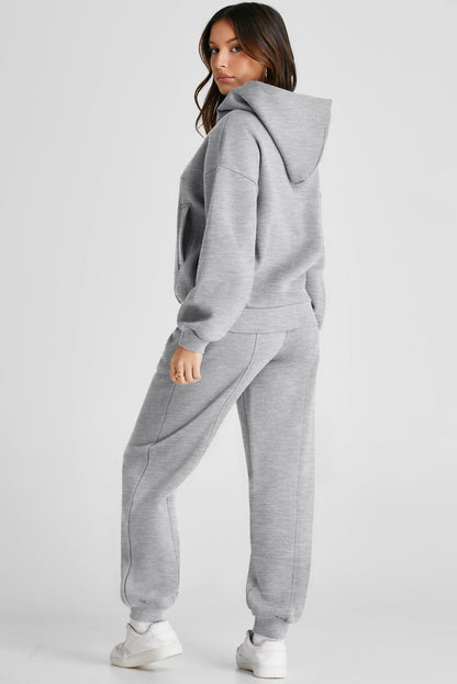 Dropped Shoulder Long Sleeve Hoodie and Pants Active Set - Kalizeh