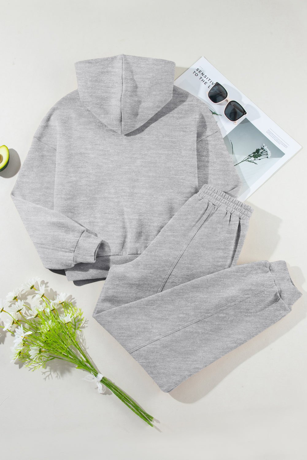 Dropped Shoulder Long Sleeve Hoodie and Pants Active Set - Kalizeh