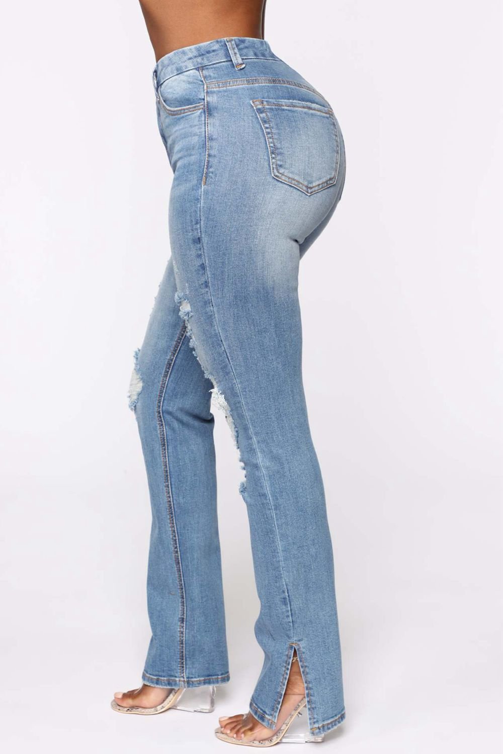 Edgy Distressed Slit Jeans - Kalizeh