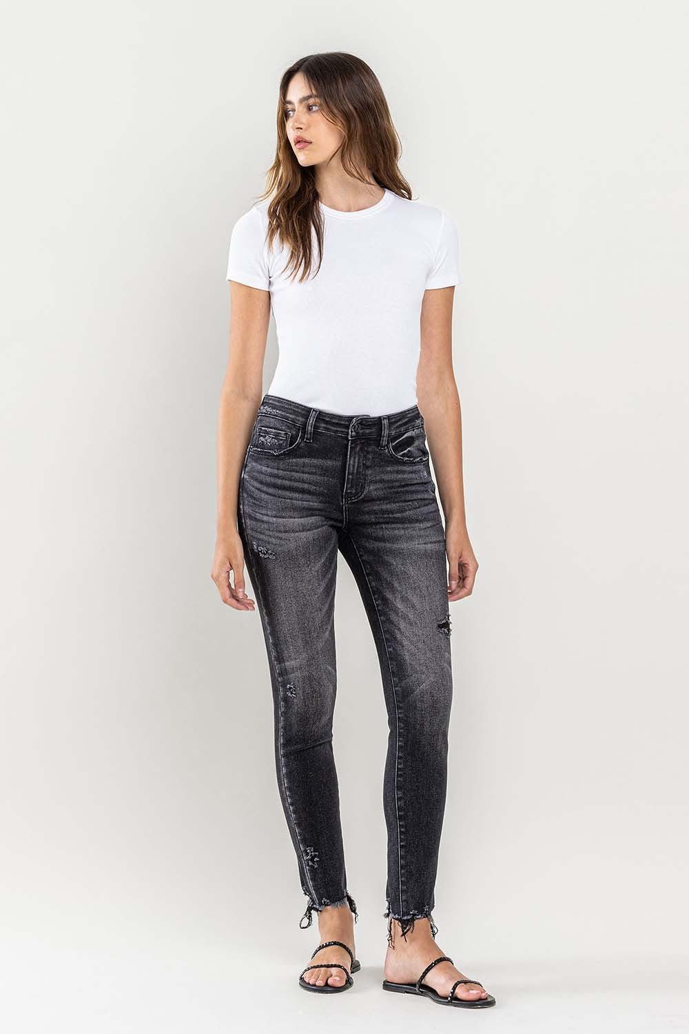 Edgy Raw Hem Cropped Skinny Jeans - Kalizeh