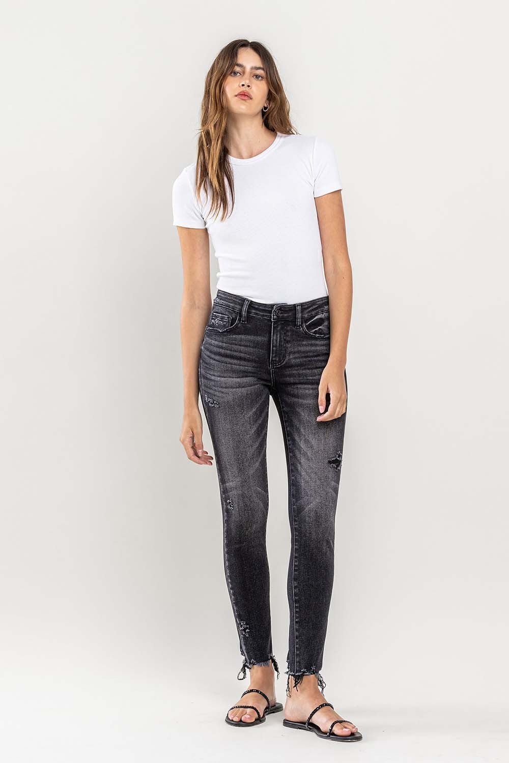 Edgy Raw Hem Cropped Skinny Jeans - Kalizeh