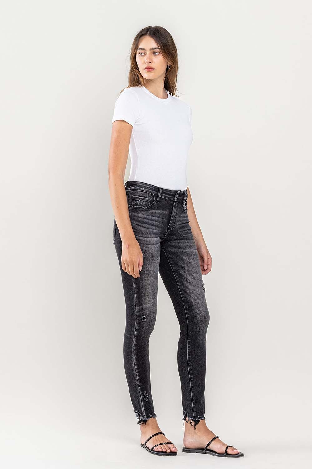 Edgy Raw Hem Cropped Skinny Jeans - Kalizeh