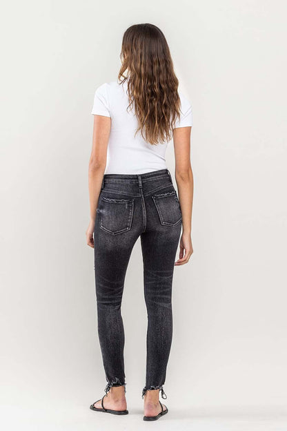 Edgy Raw Hem Cropped Skinny Jeans - Kalizeh