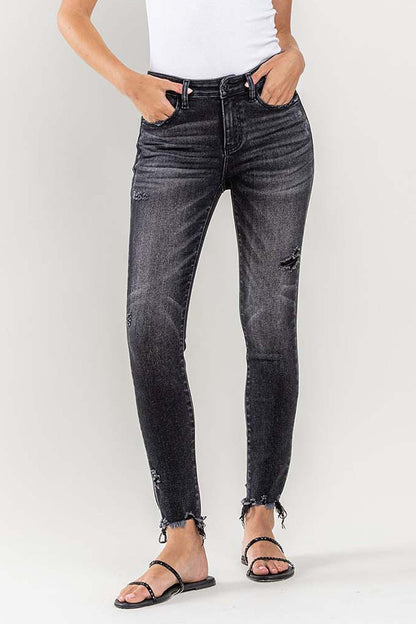 Edgy Raw Hem Cropped Skinny Jeans - Kalizeh