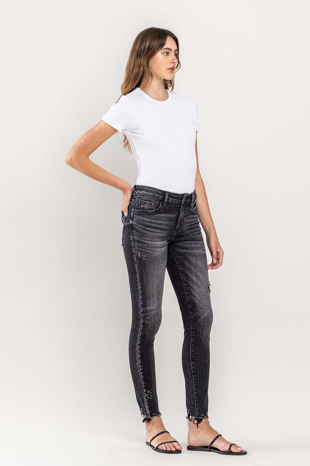 Edgy Raw Hem Cropped Skinny Jeans - Kalizeh