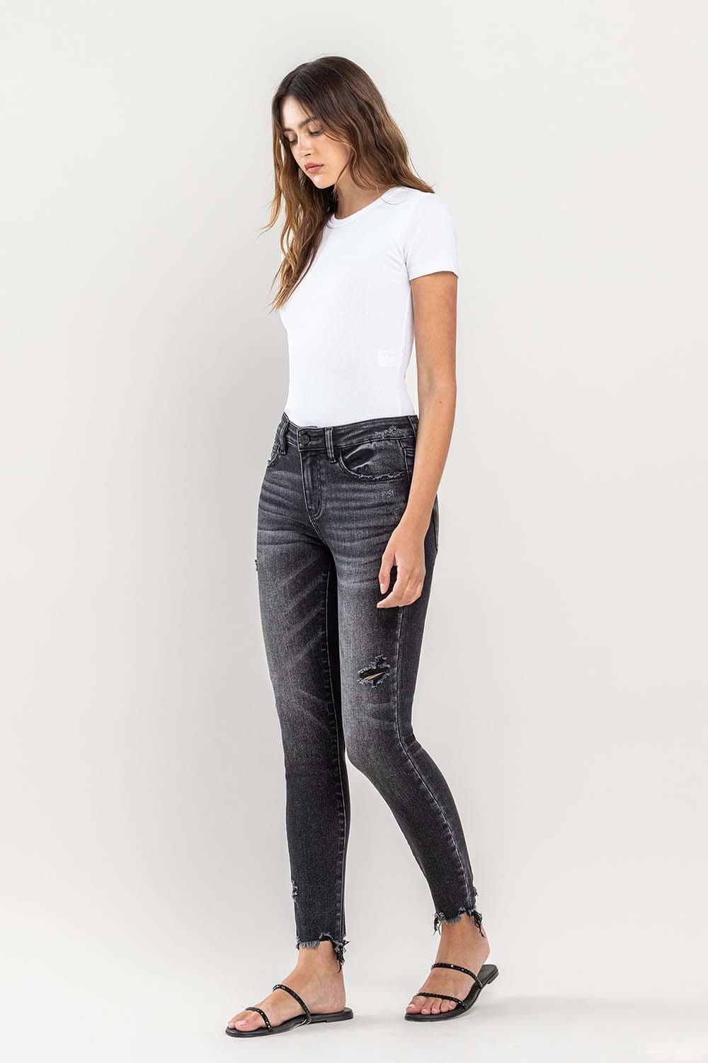 Edgy Raw Hem Cropped Skinny Jeans - Kalizeh