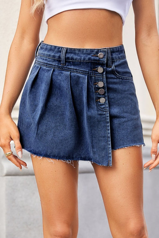 Edgy Raw Hem Denim skort - Kalizeh