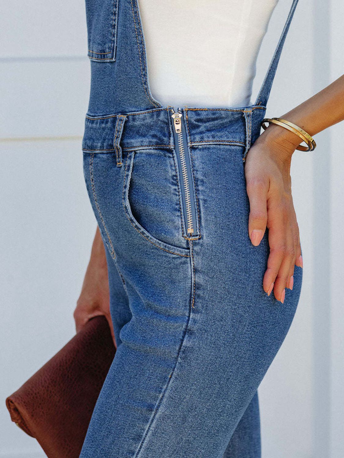 Effortless Edge Raw Hem Denim Overall - Kalizeh