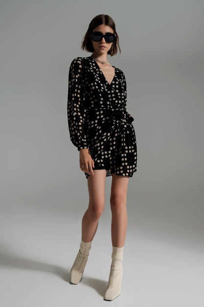 Effortless Elegance: Short Polka-dot Print Dress - Kalizeh