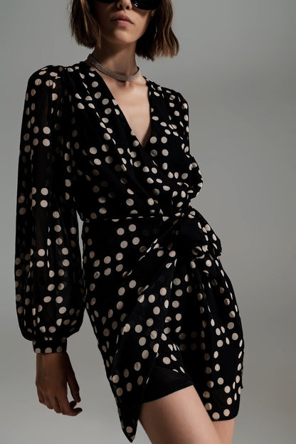 Effortless Elegance: Short Polka-dot Print Dress - Kalizeh