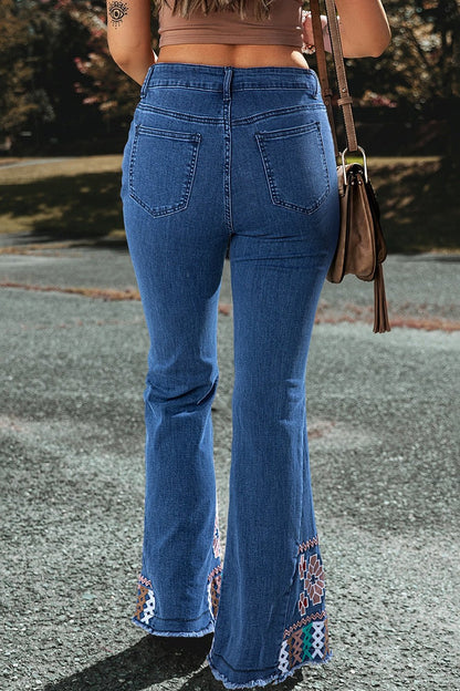 Embroidered Stylish Bootcut Jeans - Kalizeh