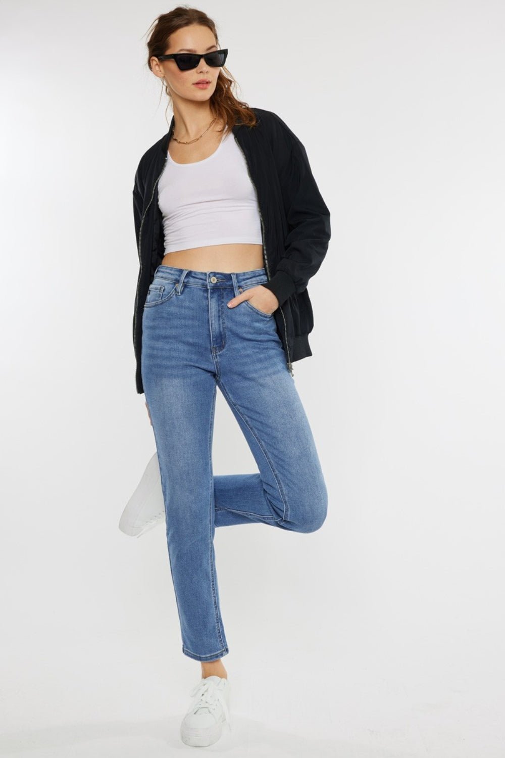 Feline Flair High Waist Jeans - Kalizeh