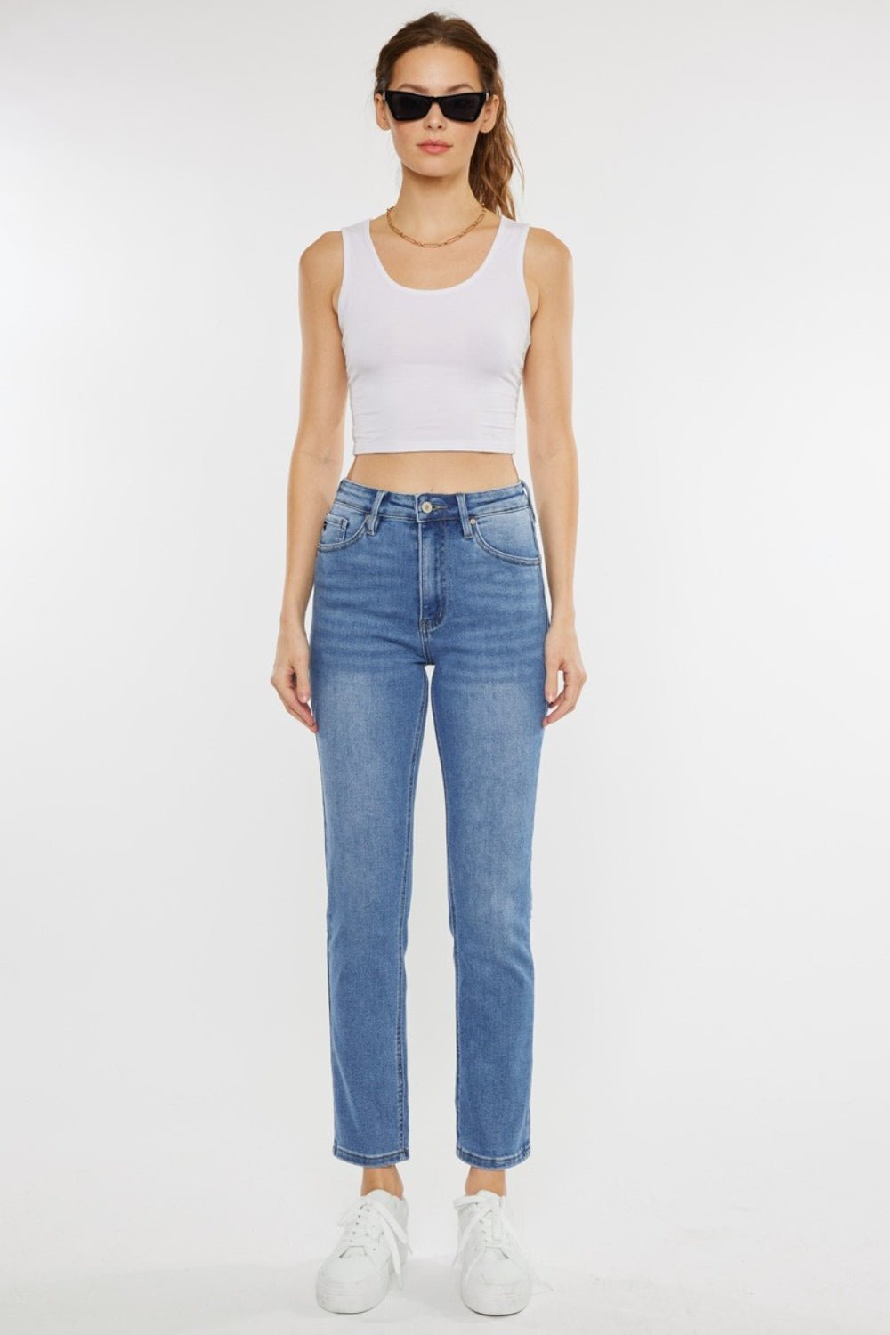 Feline Flair High Waist Jeans - Kalizeh