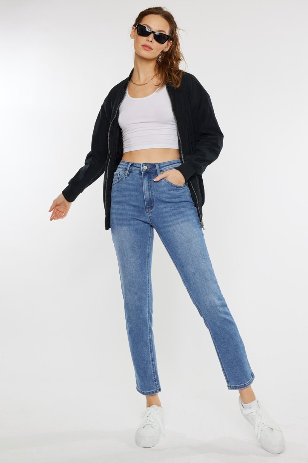 Feline Flair High Waist Jeans - Kalizeh