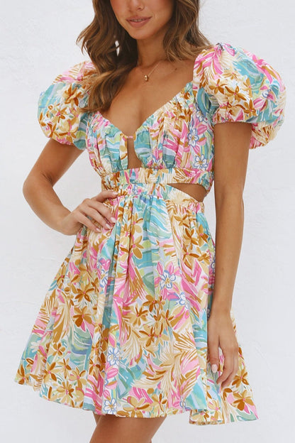 Flirty Backless Floral Mini Dress - Kalizeh