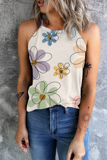 Floral Round Neck Tank - Kalizeh