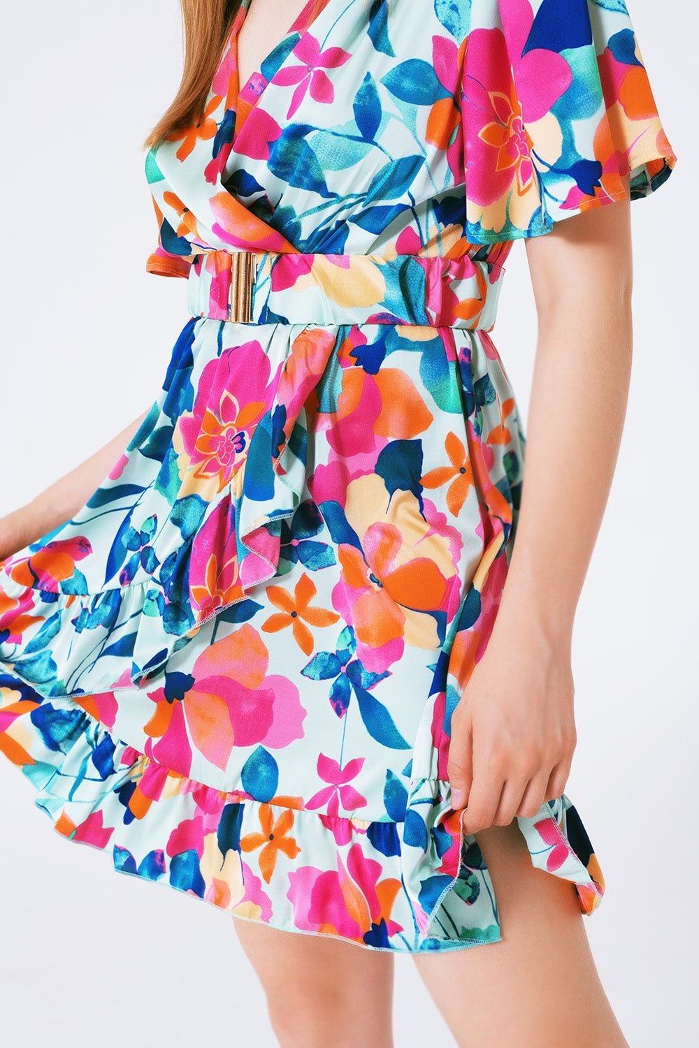 Floral Satin Polo Dress: Effortless Chic - Kalizeh