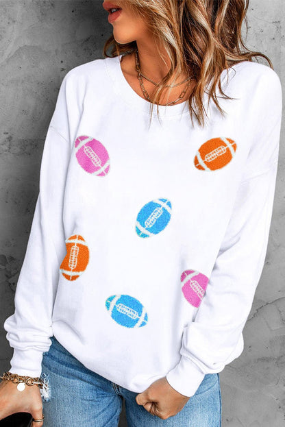 Football Round Neck Long Sleeve Sweatshirt - Kalizeh