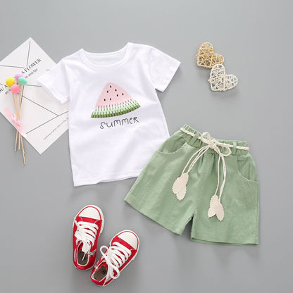 Girls Leisure Wear Summer T-Shirt and Shorts Set - Kalizeh