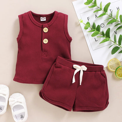 Girls Sleeveless Button Vest and Shorts Set - Kalizeh