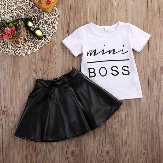 Girl's Summer Mini Boss Chic Outfit Set - Kalizeh