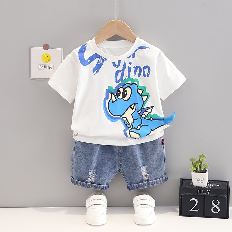 Kids Cartoon T-Shirt and Denim Shorts Set - Kalizeh