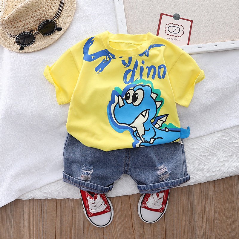 Kids Cartoon T-Shirt and Denim Shorts Set - Kalizeh