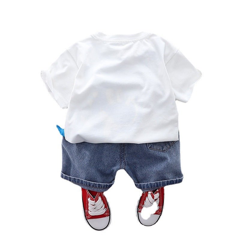 Kids Cartoon T-Shirt and Denim Shorts Set - Kalizeh