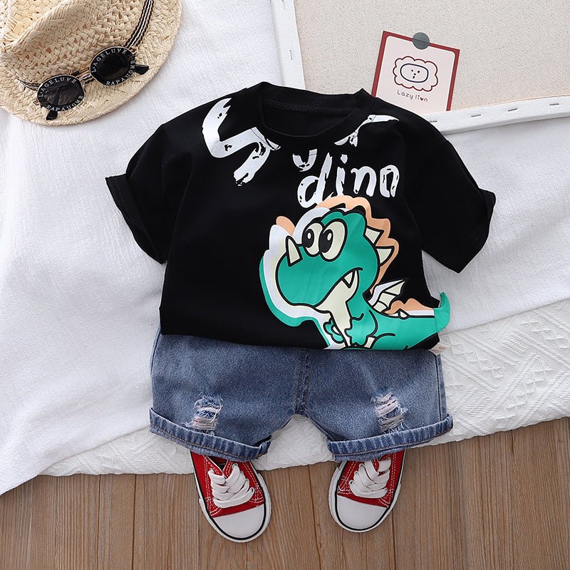 Kids Cartoon T-Shirt and Denim Shorts Set - Kalizeh