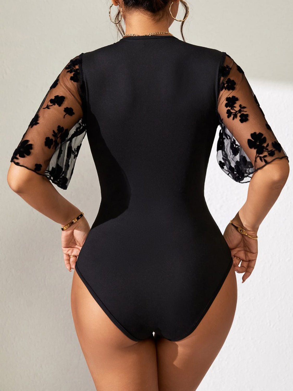 Lace Half Sleeve Bodysuit - Kalizeh