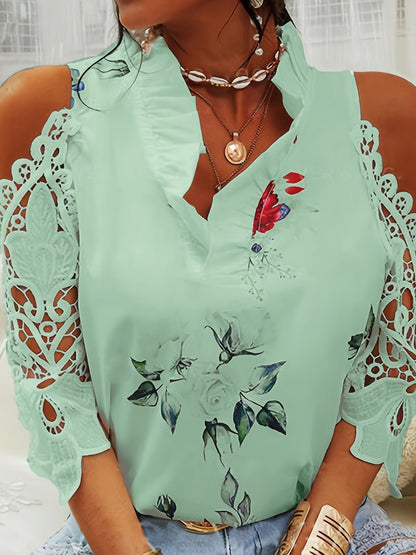 Lace Printed Half Sleeve Blouse - Kalizeh