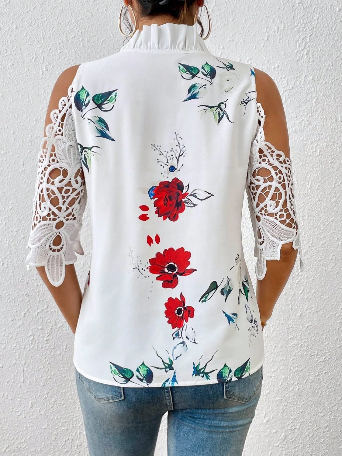 Lace Printed Half Sleeve Blouse - Kalizeh