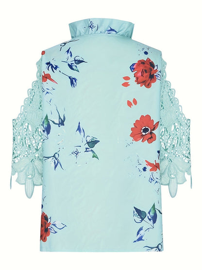 Lace Printed Half Sleeve Blouse - Kalizeh