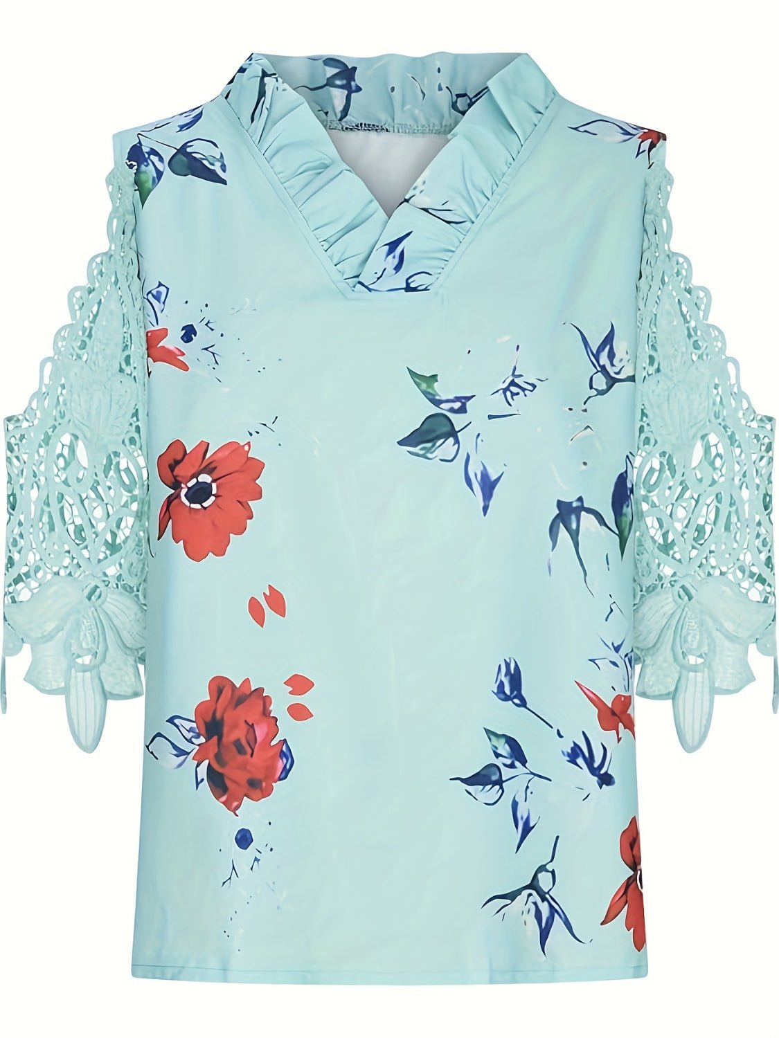 Lace Printed Half Sleeve Blouse - Kalizeh