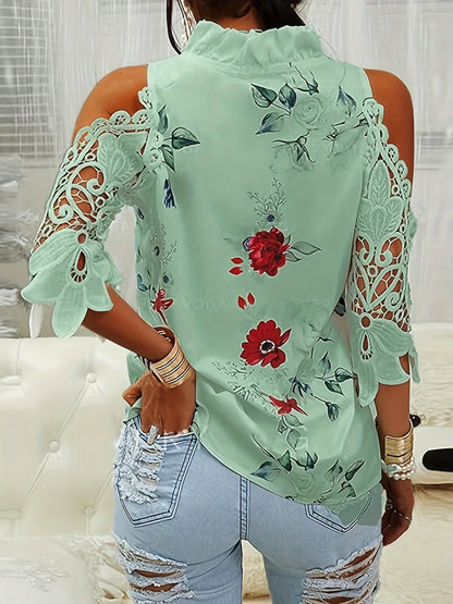 Lace Printed Half Sleeve Blouse - Kalizeh