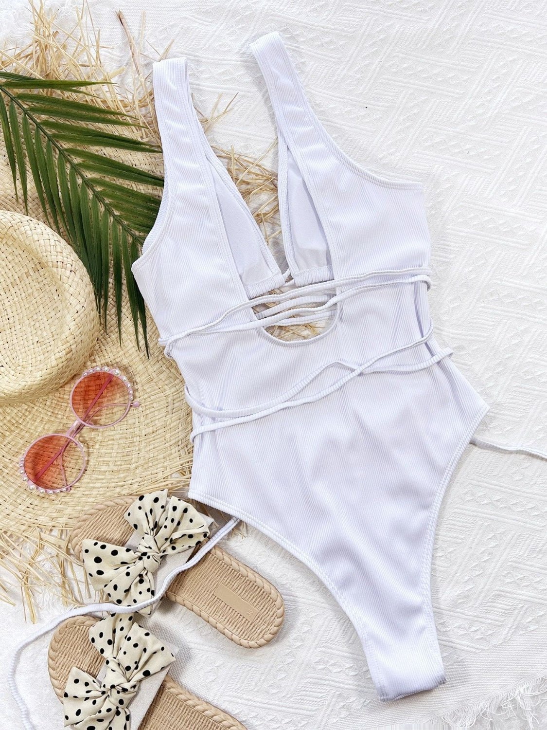 Lace Up One-Piece Swimsuit - Kalizeh