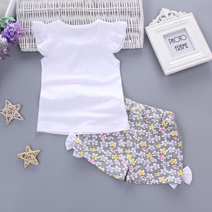 Lolly Princess Set: Baby Girl's Sleeveless T-shirt and Print Pants - Kalizeh