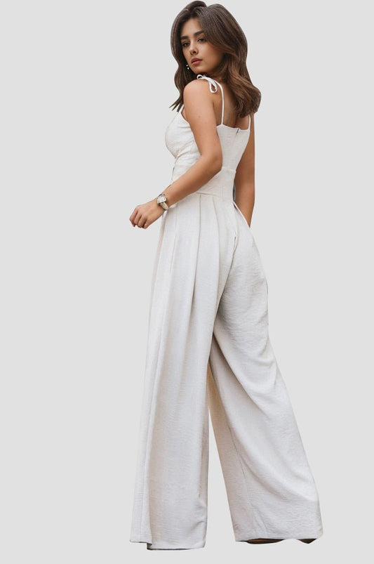 Luxe Comfort Spaghetti Strap Wide Leg Jumpsuit - Kalizeh