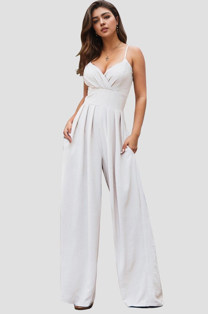 Luxe Comfort Spaghetti Strap Wide Leg Jumpsuit - Kalizeh