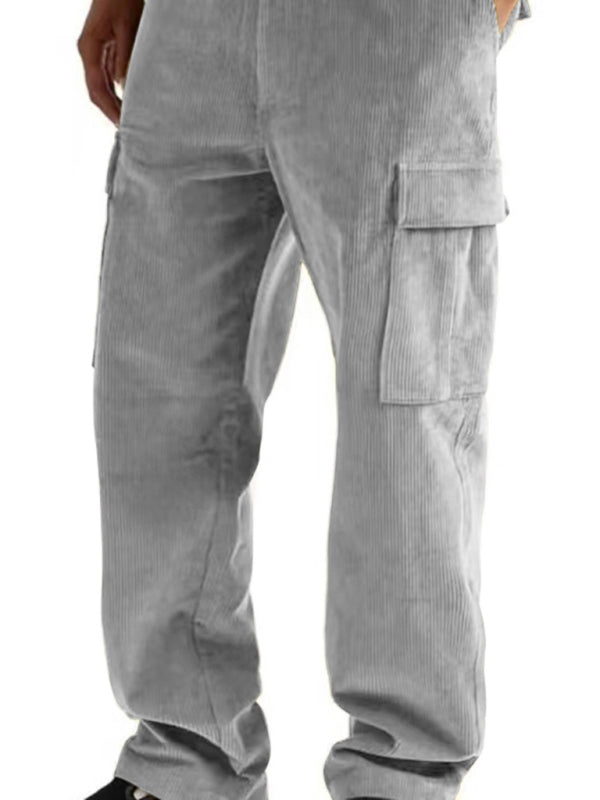 Men's Corduroy Multi-Pocket Straight Trousers - Kalizeh