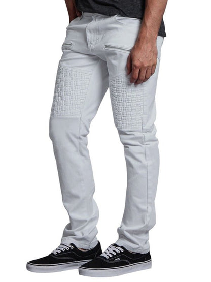 Men's Leather Stitching Straight-Leg Pants - Kalizeh