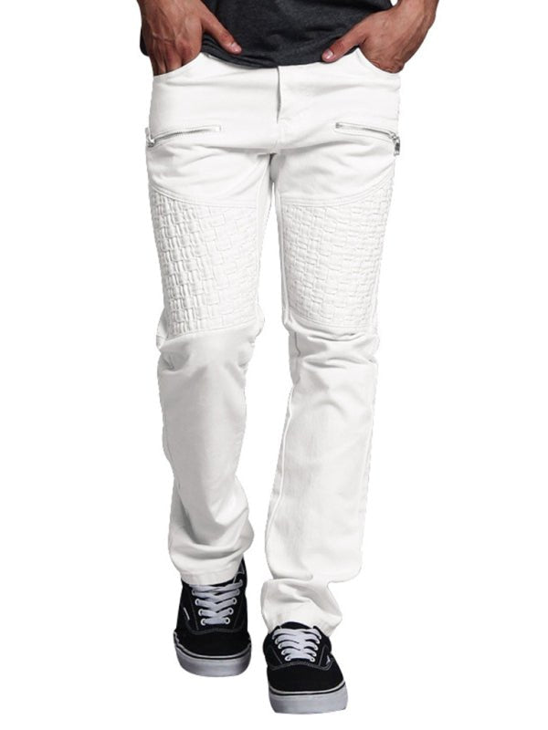 Men's Leather Stitching Straight-Leg Pants - Kalizeh