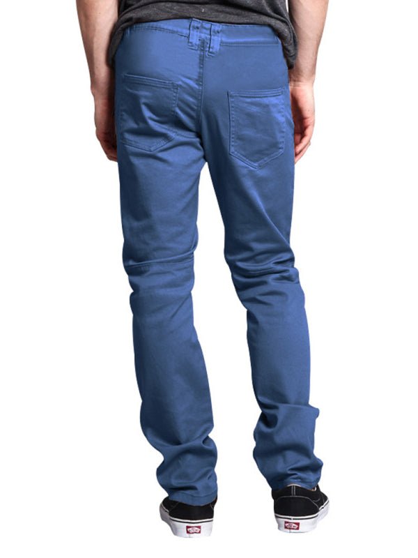 Men's Leather Stitching Straight-Leg Pants - Kalizeh